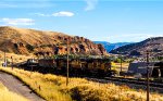 UP 8738 leads westbound manifest freight between Echo and Henefer